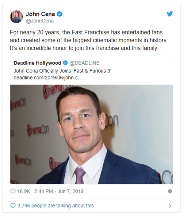 Fast and Furious 9: John Cena Officially In; The Rock Officially Out